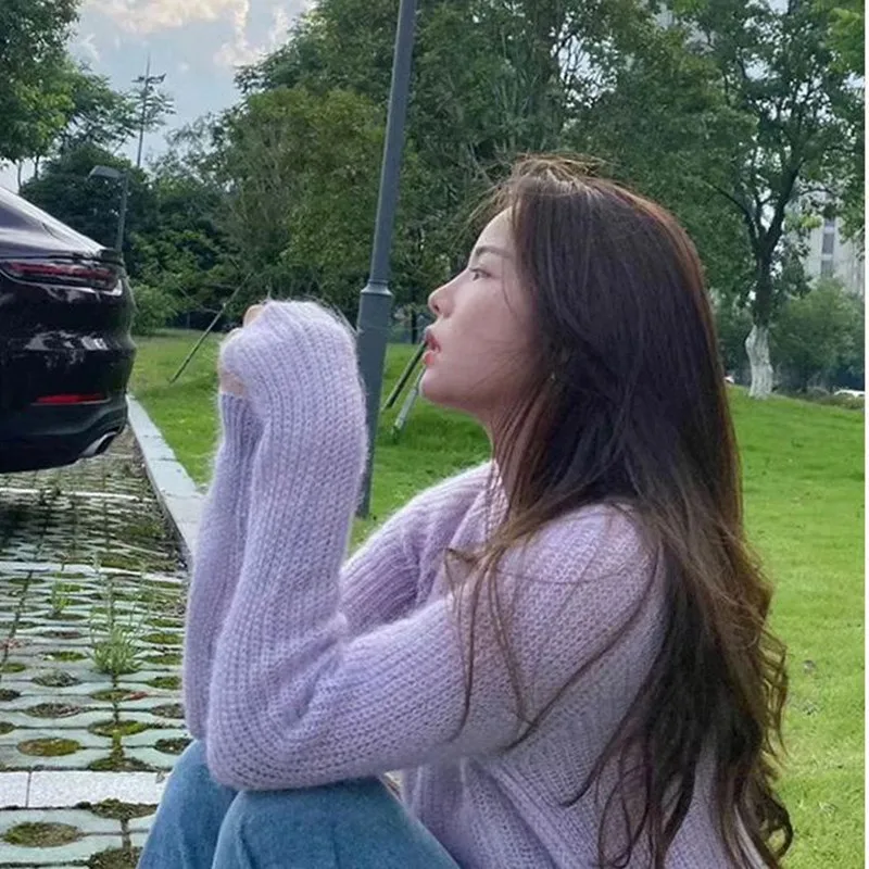 YBZFACAI Chic Sweet Gentle Spring Fall Purple Mohair Soft Cardigan 2022 Lady Fashion Premium Single Breasted Thin Knit Jacket
YBZFACAI Chic Sweet Gentle Spring Fall Purple Mohair Soft Cardigan 2022 Lady Fashion Premium Single Breasted Thin Knit Jacket
