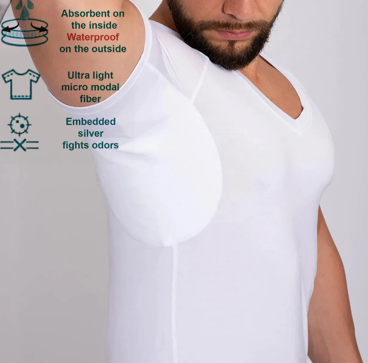 Men Deep V neck Goodbye Underarm Sweat Stains Ultra light micro modal Men's White V Neck SweatProof Undershirt t shirts
Men Deep V neck Goodbye Underarm Sweat Stains Ultra light micro modal Men's White V Neck SweatProof Undershirt t shirts