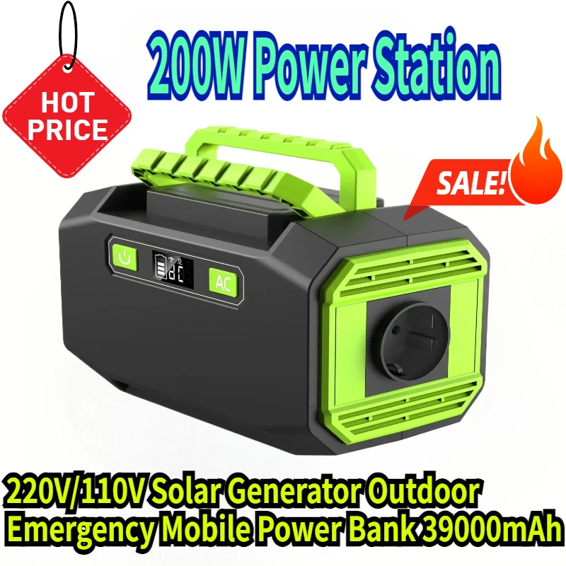 145Wh 200W Portable Power Station 220V/110V Solar Generator Outdoor Emergency Mobile Power Bank 39000mAh For Camping Power LED
145Wh 200W Portable Power Station 220V/110V Solar Generator Outdoor Emergency Mobile Power Bank 39000mAh For Camping Power LED