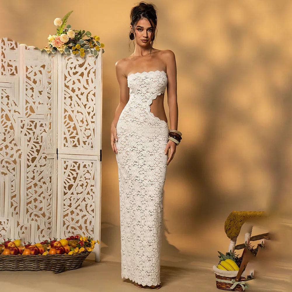 2025 summer fashion sexy lace hollow slit women's strapless dress elegant luxury party club Vestidos
2025 summer fashion sexy lace hollow slit women's strapless dress elegant luxury party club Vestidos
