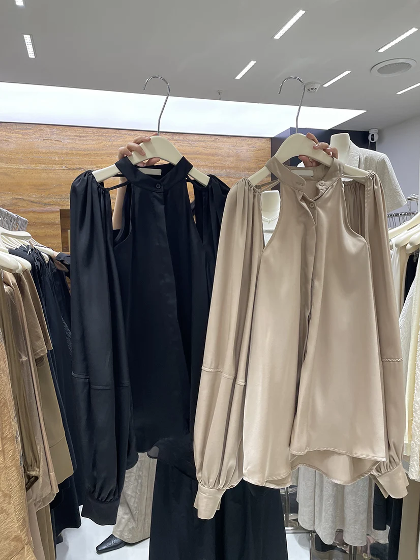 SuperAen, весна 2024, новая рубашка с длинными рукавами в корейском стиле, элегантные однобортные свободные рубашки с открытыми плечами 
SuperAen, весна 2024, новая рубашка с длинными рукавами в корейском стиле, элегантные однобортные свободные рубашки с открытыми плечами