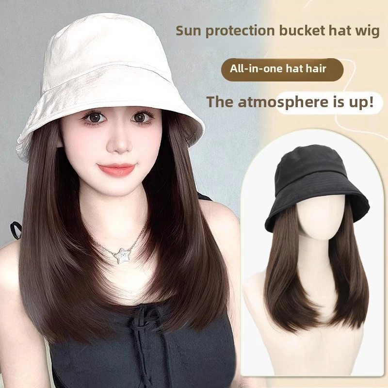 Hat Wig One-Piece Female Natural Fashion Sun-Proof Bucket Hat Straight Hair Synthetic Wig Full-Head Wigs for Women
Hat Wig One-Piece Female Natural Fashion Sun-Proof Bucket Hat Straight Hair Synthetic Wig Full-Head Wigs for Women