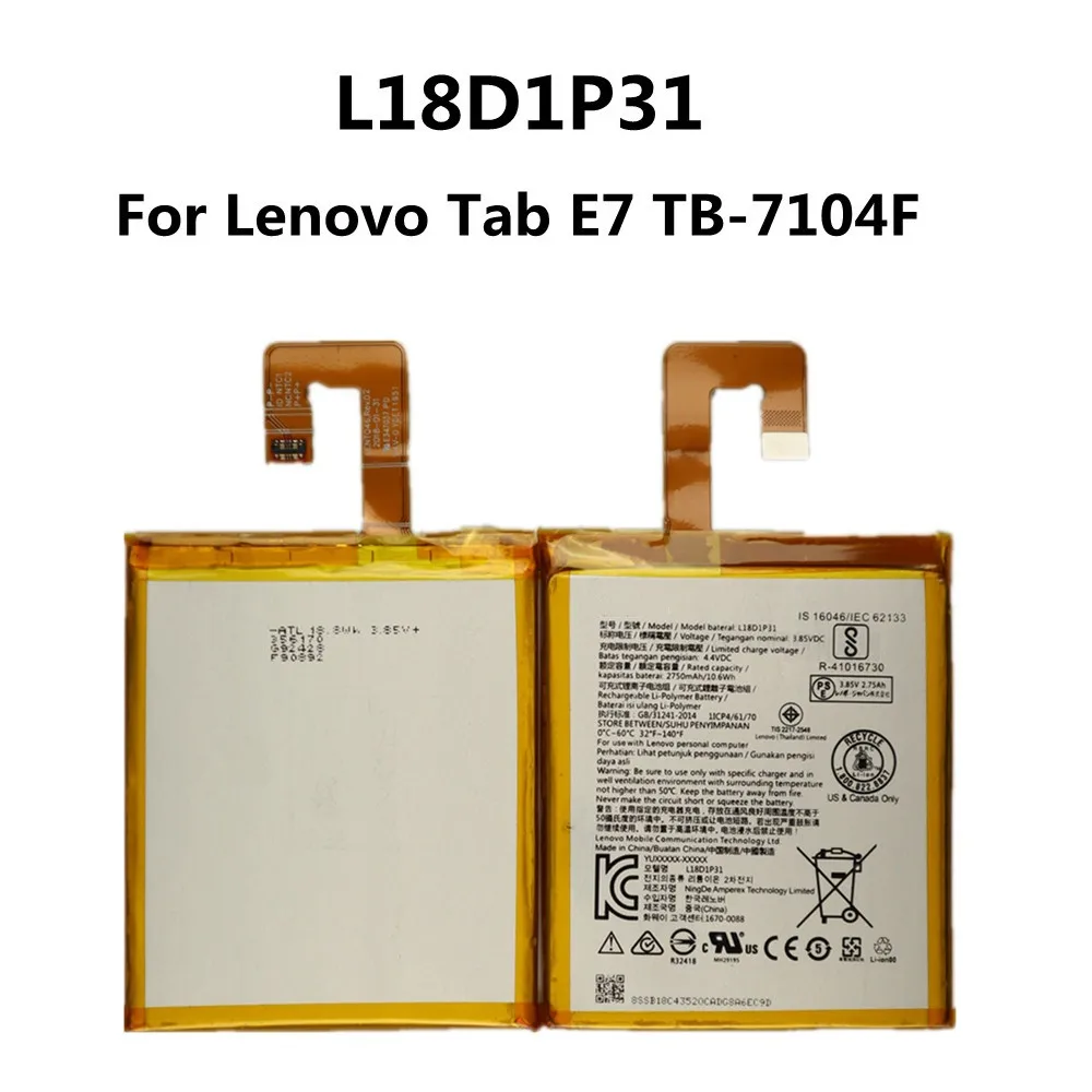 Высококачественный аккумулятор для Lenovo TAB E7 TB-7104F L18D1P31, аккумуляторы 2750 мАч, быстрая доставка
Высококачественный аккумулятор для Lenovo TAB E7 TB-7104F L18D1P31, аккумуляторы 2750 мАч, быстрая доставка