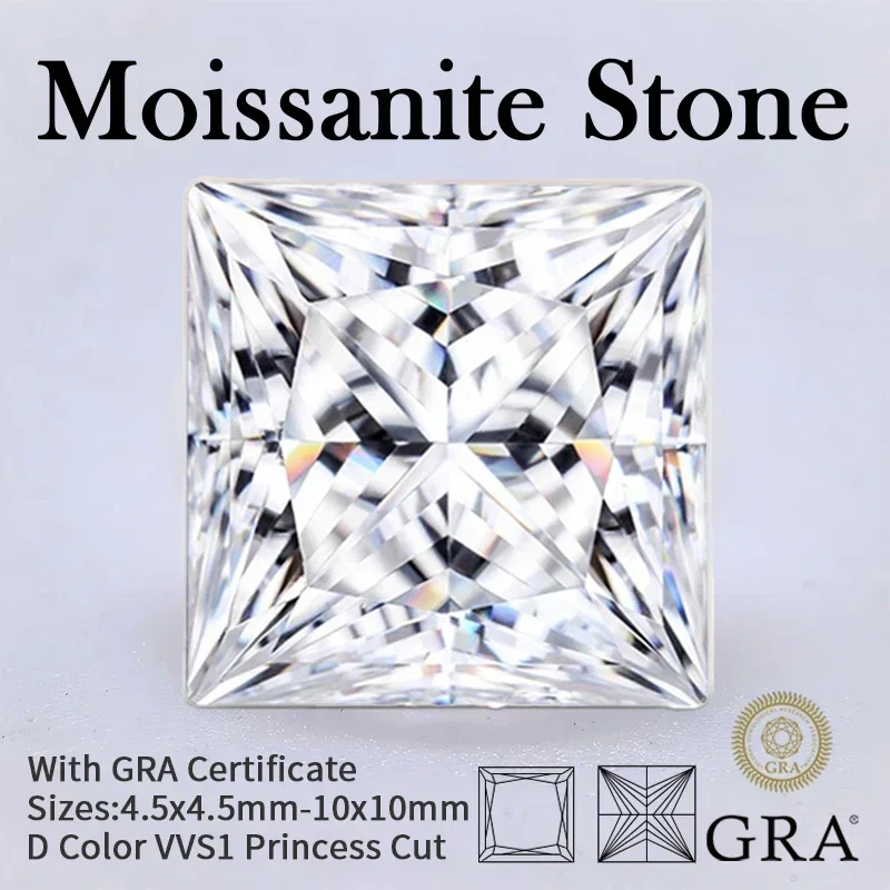 Moissanite Stone Princess Cut D Color VVS1 with GRA Certificate, 4.5x4.5mm-10x10mm, Sparkling Square Gem for Jewelry Making
Moissanite Stone Princess Cut D Color VVS1 with GRA Certificate, 4.5x4.5mm-10x10mm, Sparkling Square Gem for Jewelry Making