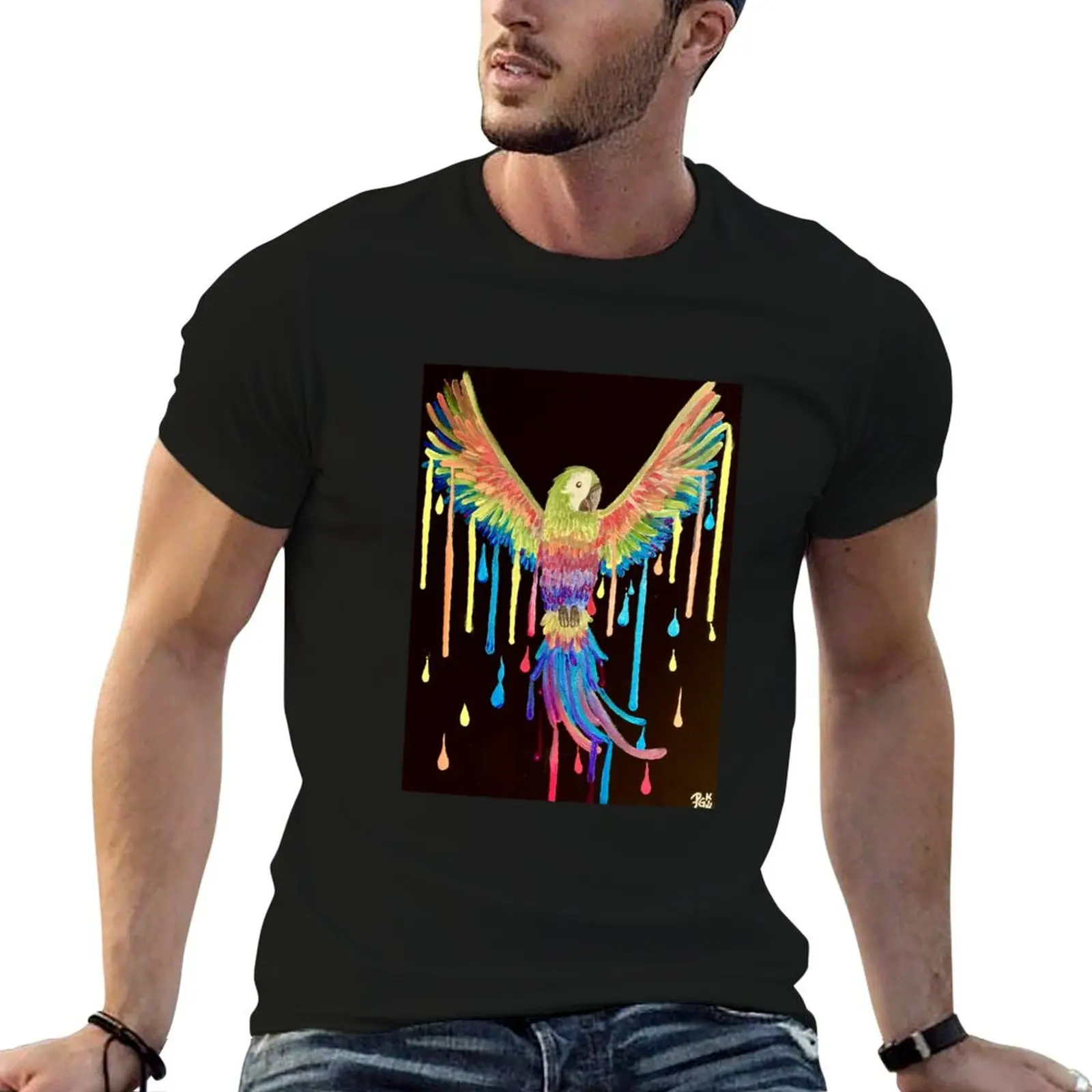SPREAD YOUR COLORS Parrot and paint drips T-Shirt cute clothes blacks oversized heavy weight t shirts for men
SPREAD YOUR COLORS Parrot and paint drips T-Shirt cute clothes blacks oversized heavy weight t shirts for men