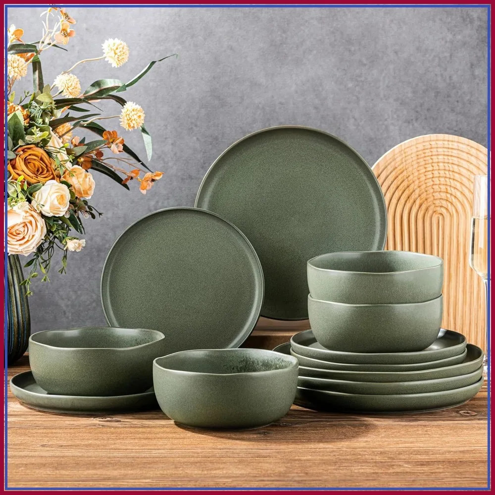 Wavy Rim Stoneware Dinnerware Set, 12-Piece Service for 4, Microwave & Dishwasher Safe
Wavy Rim Stoneware Dinnerware Set, 12-Piece Service for 4, Microwave & Dishwasher Safe