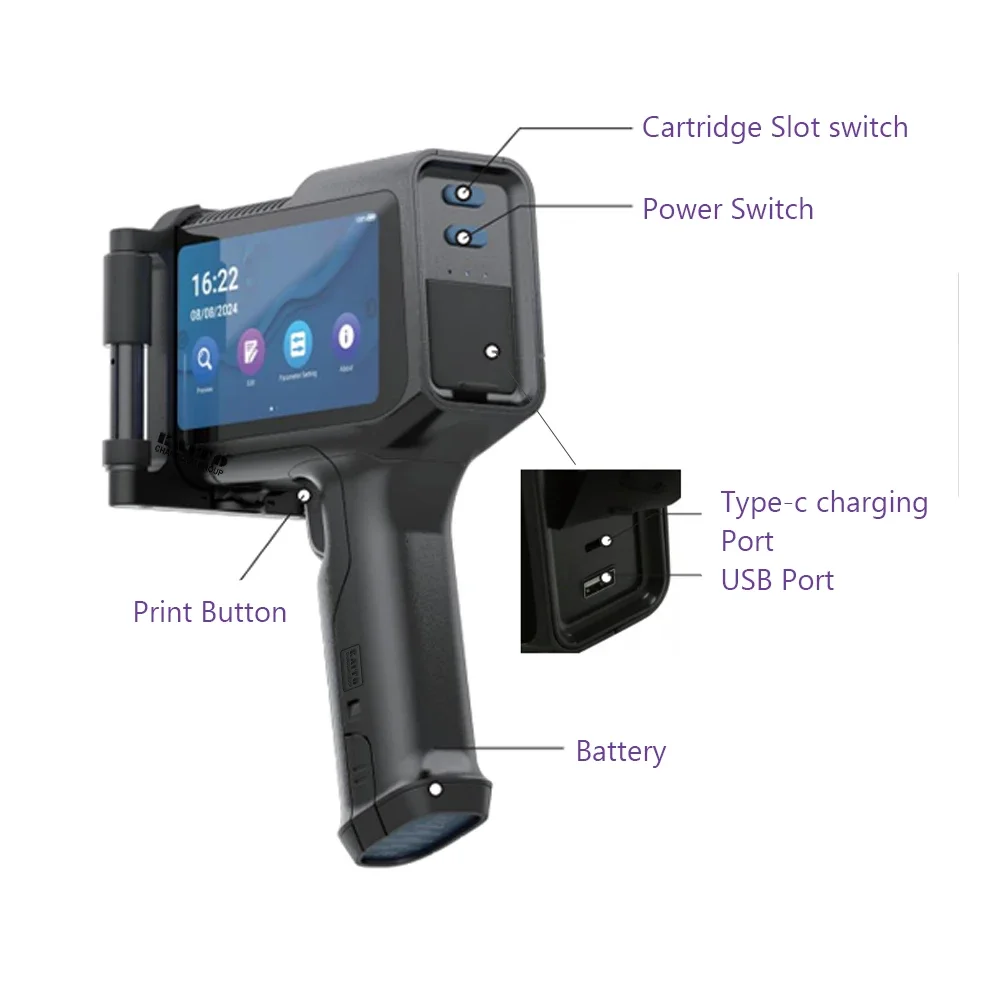 Smart Handheld Inkjet Printer 2-12.7mm Height Adjustable Text QRcode Barcode Date Graphic Marking Printing Equipment
Smart Handheld Inkjet Printer 2-12.7mm Height Adjustable Text QRcode Barcode Date Graphic Marking Printing Equipment