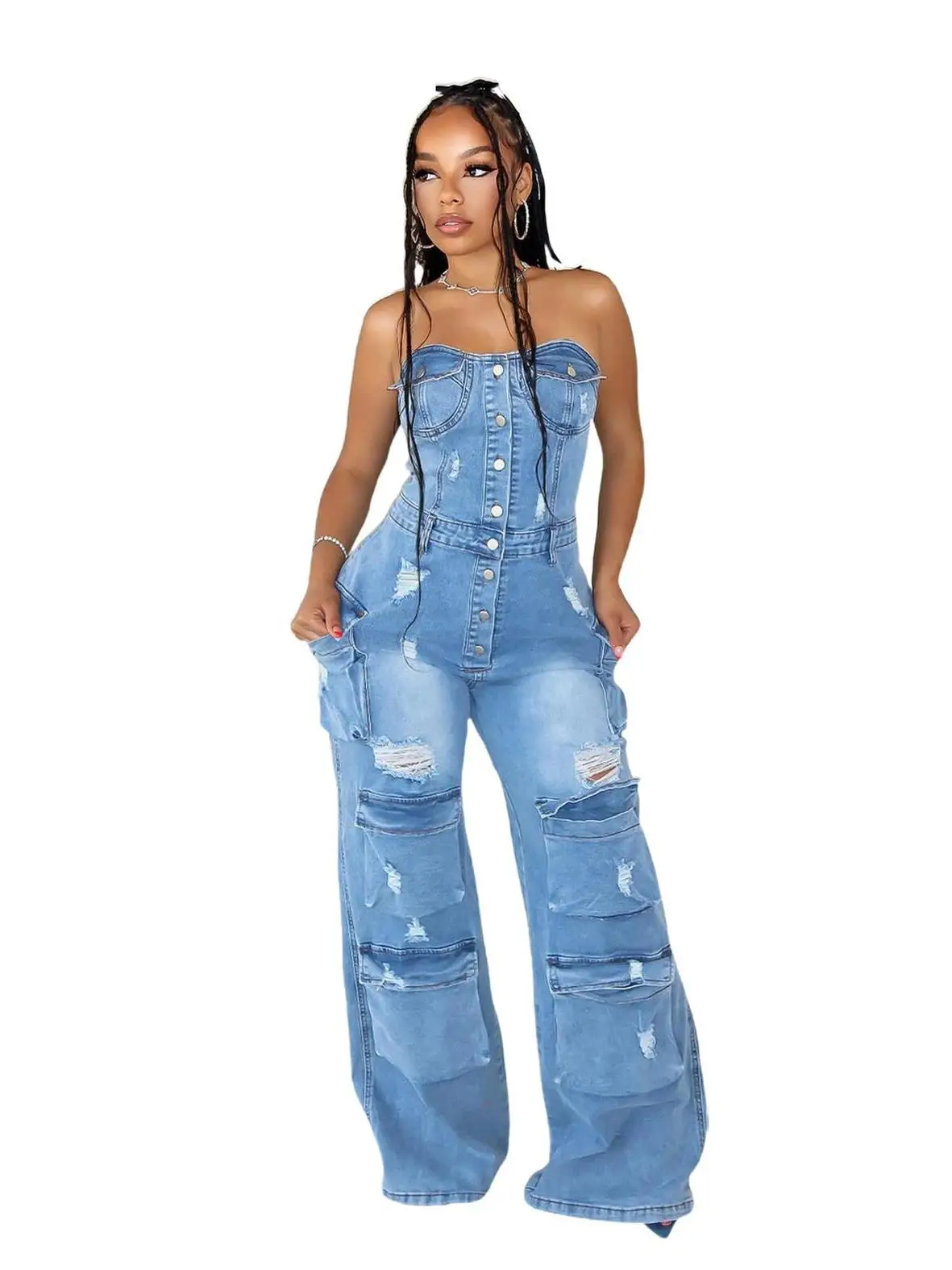 Fashionable Casual Slim Fit Denim Romper Women's Clothes Cross-Border New Style Strapless Mid-Waist Long Pants Cotton
Fashionable Casual Slim Fit Denim Romper Women's Clothes Cross-Border New Style Strapless Mid-Waist Long Pants Cotton