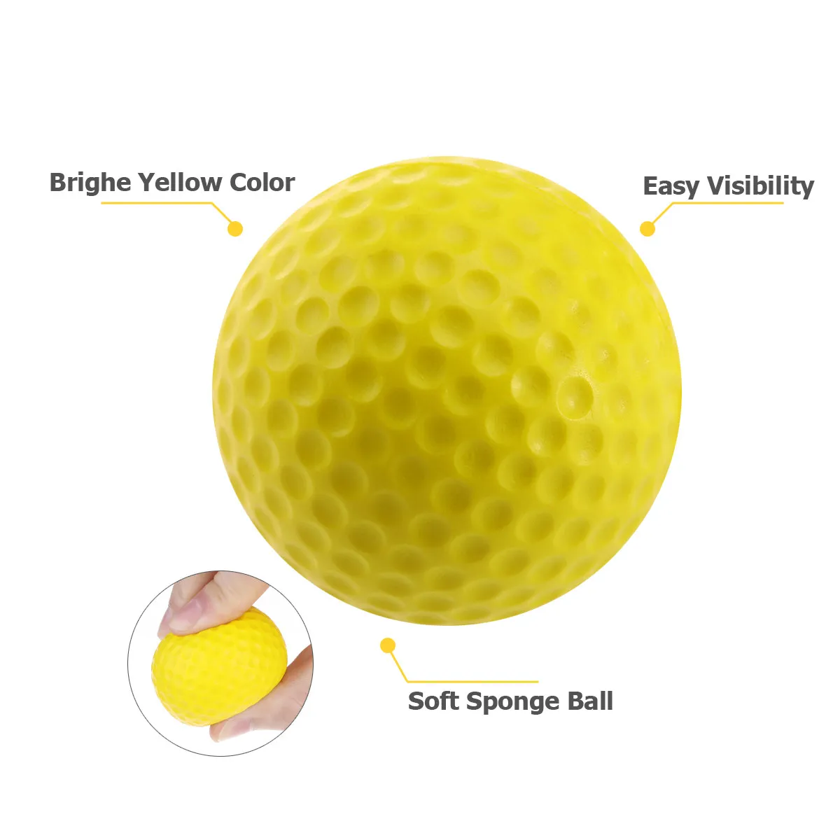 18Pcs Golf Practice Foam Balls Yellow Soft Dimpled Elastic Indoor Outdoor Training Accessories Floatable Used Balls
18Pcs Golf Practice Foam Balls Yellow Soft Dimpled Elastic Indoor Outdoor Training Accessories Floatable Used Balls