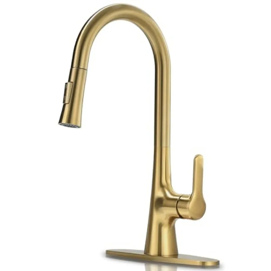 Kitchen Faucet, Single Handle Gold Kitchen Sink Faucet with Pull Down Sprayer Modern Stainless Steel Brass Kitchen Faucet with
Kitchen Faucet, Single Handle Gold Kitchen Sink Faucet with Pull Down Sprayer Modern Stainless Steel Brass Kitchen Faucet with