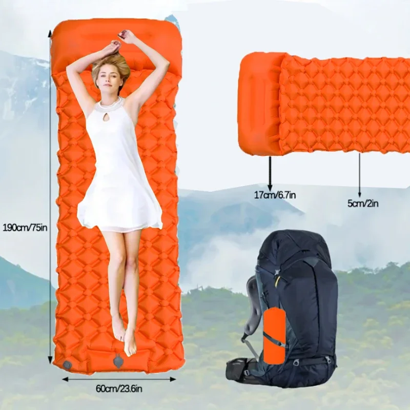 Outdoor Camping Inflatable Mattress Sleeping Pad With Pillows Ultralight Air Mat Built In Inflator Pump Hiking
Outdoor Camping Inflatable Mattress Sleeping Pad With Pillows Ultralight Air Mat Built In Inflator Pump Hiking