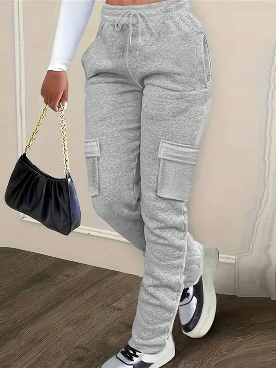 Women's Gray Cargo Sweatpants with Drawstring Waist and Slant Pockets
Women's Gray Cargo Sweatpants with Drawstring Waist and Slant Pockets