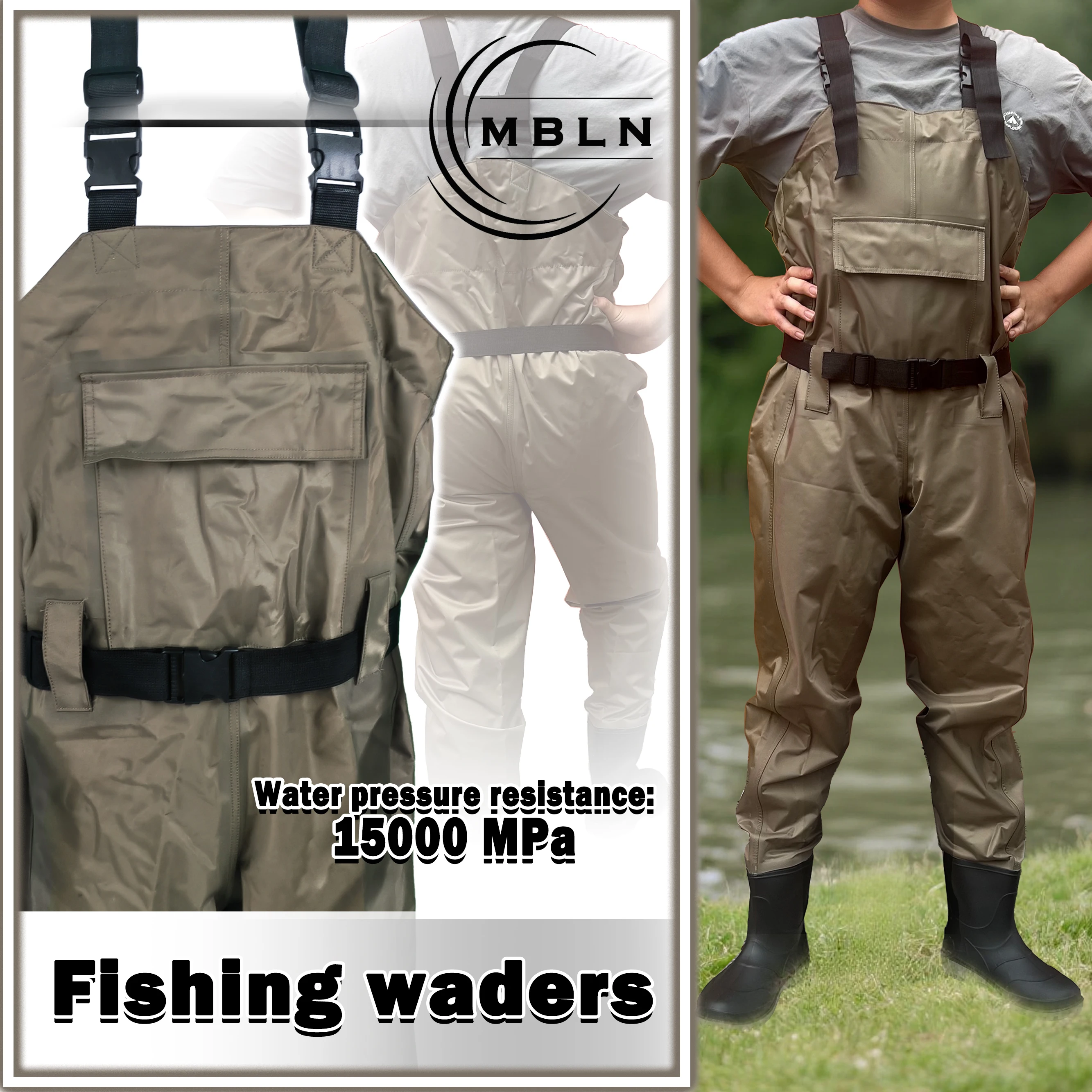 MBLN Chest Fishing Waders Thickened Waterproof Wading Pants with Anti-Slip Sole, Durable Bootfoot Size 41-45
MBLN Chest Fishing Waders Thickened Waterproof Wading Pants with Anti-Slip Sole, Durable Bootfoot Size 41-45
