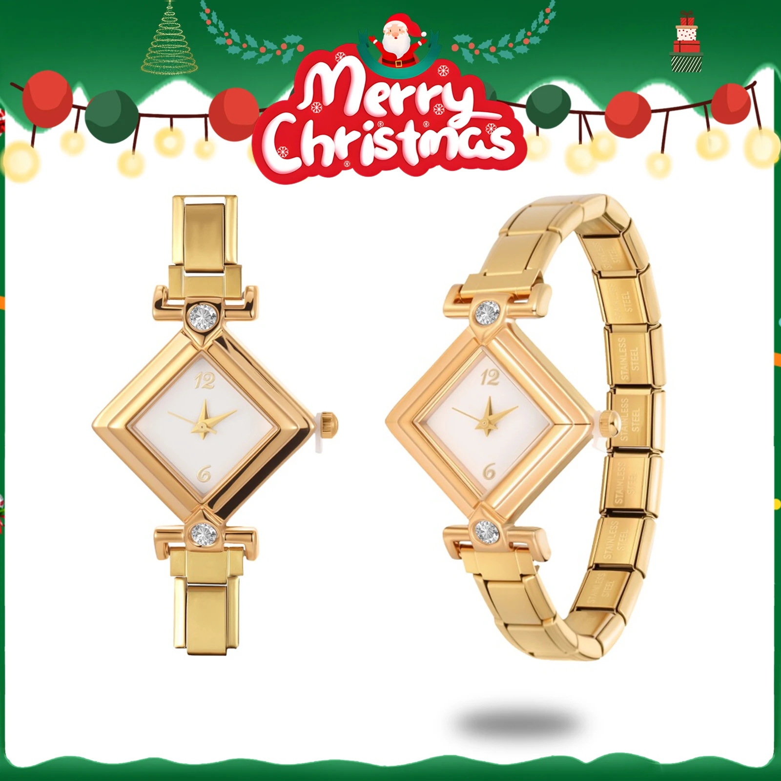 High Quality Stainless Steel Irregular Square Watch Head DIY 9mm Width Italian Elastic Charm Watch Bracelet for Christmas Gifts
High Quality Stainless Steel Irregular Square Watch Head DIY 9mm Width Italian Elastic Charm Watch Bracelet for Christmas Gifts