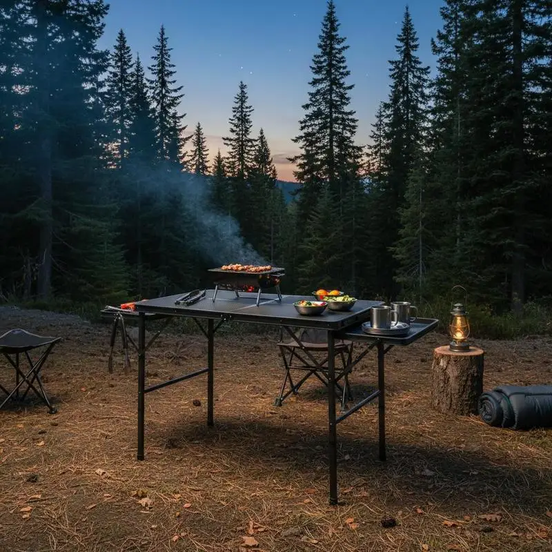 Folding Grill Table, 4.5ft Portable Camping Table with 2 Wing Panels, Height Adjustable Metal Picnic Table for Camping, Picnic and BBQ, Black
Folding Grill Table, 4.5ft Portable Camping Table with 2 Wing Panels, Height Adjustable Metal Picnic Table for Camping, Picnic and BBQ, Black