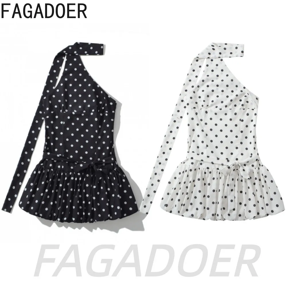 FAGADOER Cute Polka Dot Halter Mini Dress Sexy Backless Bandage Bubble Puff Mini Dress Fashion Elegant Party Ruched Vestidos New
FAGADOER Cute Polka Dot Halter Mini Dress Sexy Backless Bandage Bubble Puff Mini Dress Fashion Elegant Party Ruched Vestidos New