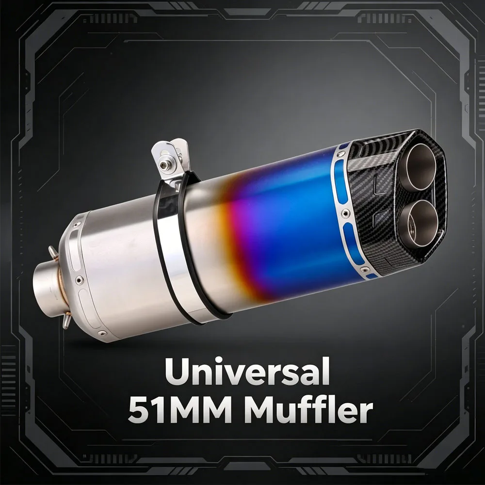 Motorcycle Exhaust Kit Universal 51MM Double Exit Muffler With DB Killer For ADV F800 F750 Z900 MT09 R7 MT03 ZX4R X-ADV 750 R25
Motorcycle Exhaust Kit Universal 51MM Double Exit Muffler With DB Killer For ADV F800 F750 Z900 MT09 R7 MT03 ZX4R X-ADV 750 R25