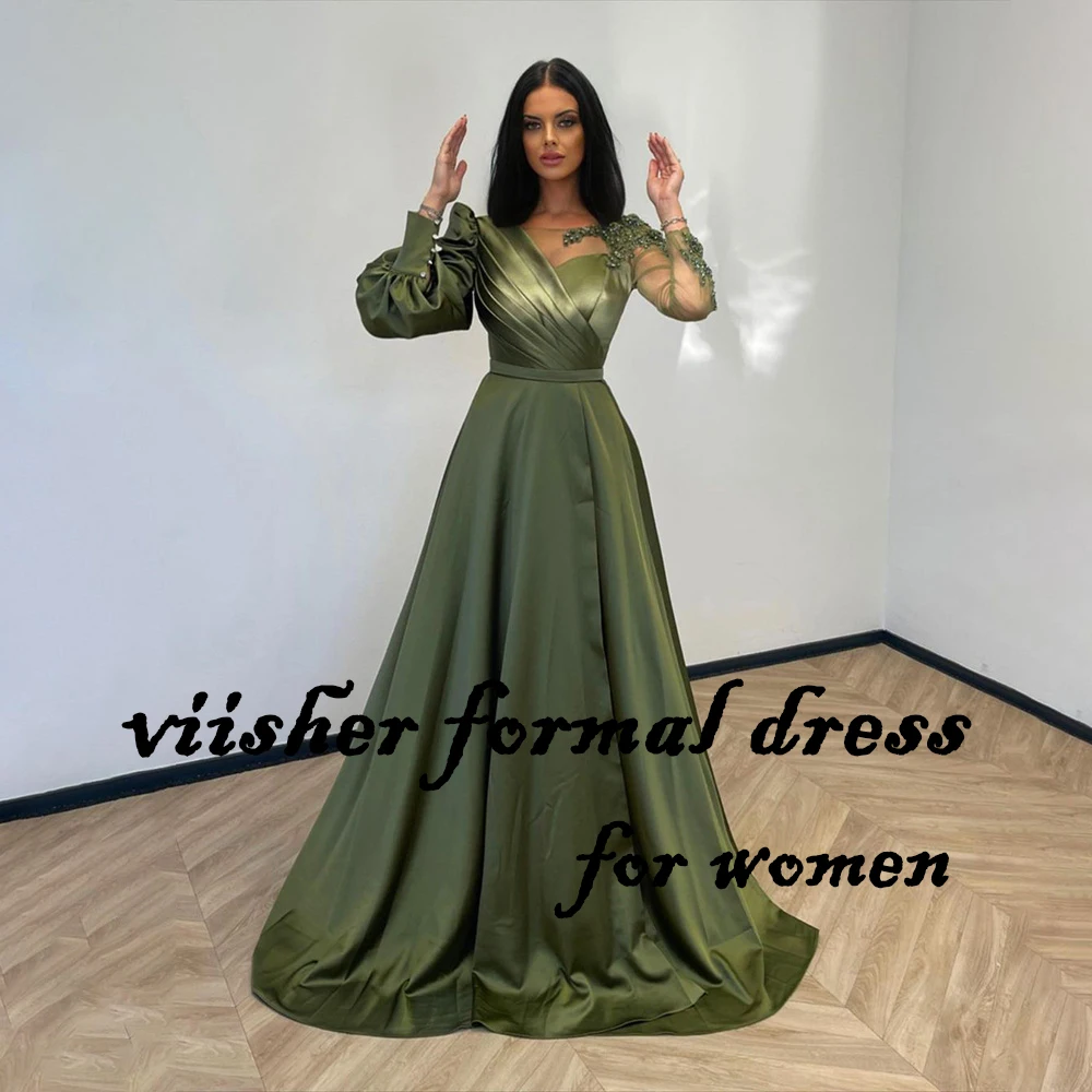 Green Satin Evening Dresses Long Sleeve O Neck A Line Formal Prom Dress Arabic Dubai Evening Gowns with Train
Green Satin Evening Dresses Long Sleeve O Neck A Line Formal Prom Dress Arabic Dubai Evening Gowns with Train