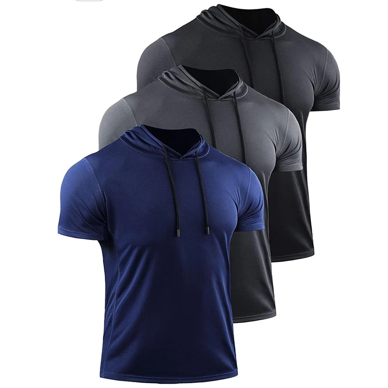 Men's Running T-shirt Sportswear Hooded Tops Tee Workout Tracksuit Training Male Clothing Elastic Gym Fitness Sport T Shirt Men 
Men's Running T-shirt Sportswear Hooded Tops Tee Workout Tracksuit Training Male Clothing Elastic Gym Fitness Sport T Shirt Men