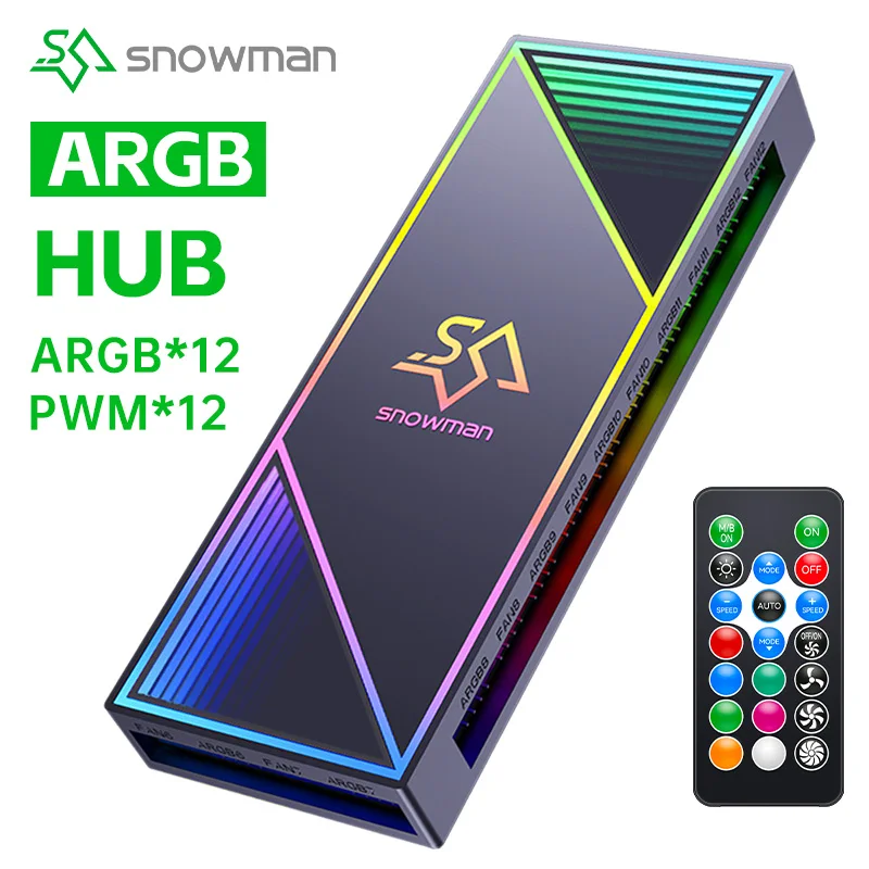 SNOWMAN H12 HUB ARGB Fan Expand PWM Adapter ARGB Controller 1To12 Port 5V 3 Pin PC Cooling Fan Hub SATA Power Supply PWM Hub
SNOWMAN H12 HUB ARGB Fan Expand PWM Adapter ARGB Controller 1To12 Port 5V 3 Pin PC Cooling Fan Hub SATA Power Supply PWM Hub