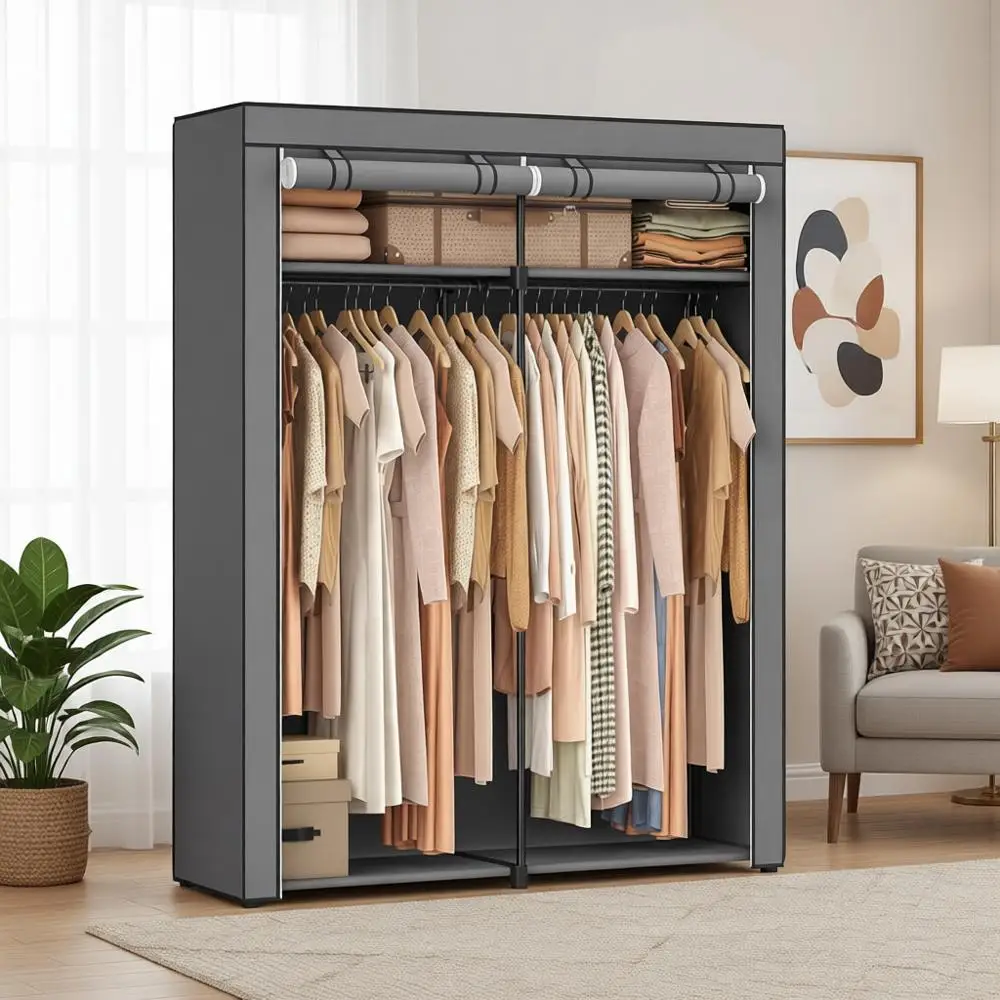 Gray Non-Woven Fabric Cover Clothes Storage Organizer, 55.1 x 16.9 x 68.5, Portable Closet Wardrobe
Gray Non-Woven Fabric Cover Clothes Storage Organizer, 55.1 x 16.9 x 68.5, Portable Closet Wardrobe