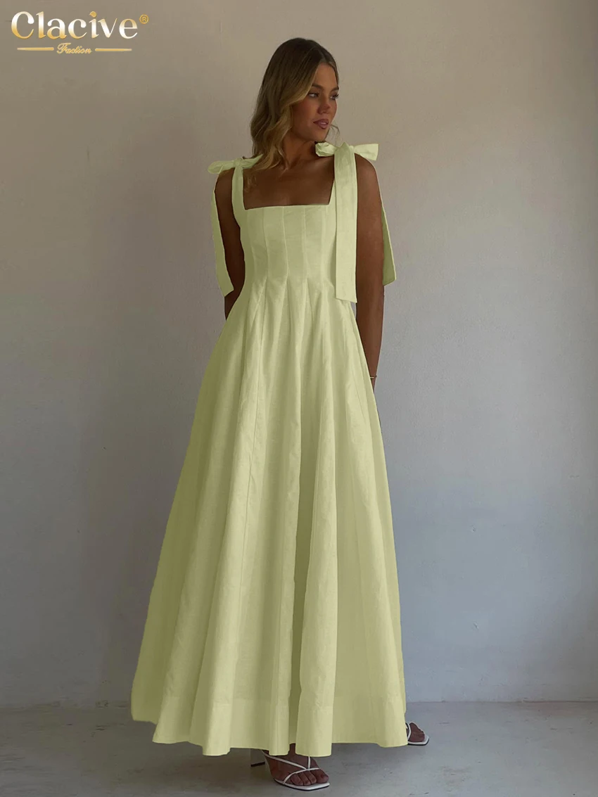 Clacive Summer Loose Yellow Cotton Women Dress Sexy Square Collar Sleeveless Ankle Length Dresses Elegant Pleated Female Dress
Clacive Summer Loose Yellow Cotton Women Dress Sexy Square Collar Sleeveless Ankle Length Dresses Elegant Pleated Female Dress