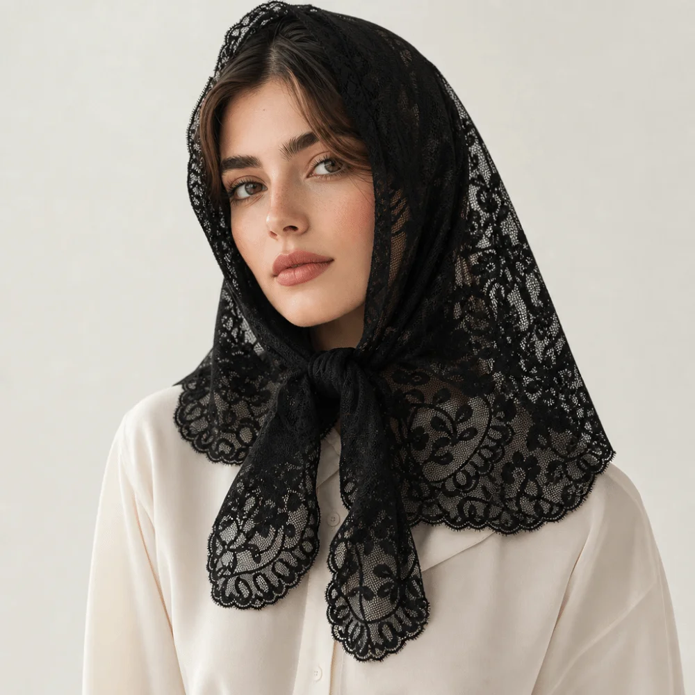 Fashion Elegant Lace Triangle Scarf French Style Vintage Head Covering Scarf Shawl Hollow Pure Color Crochet Head Scarf Party
Fashion Elegant Lace Triangle Scarf French Style Vintage Head Covering Scarf Shawl Hollow Pure Color Crochet Head Scarf Party