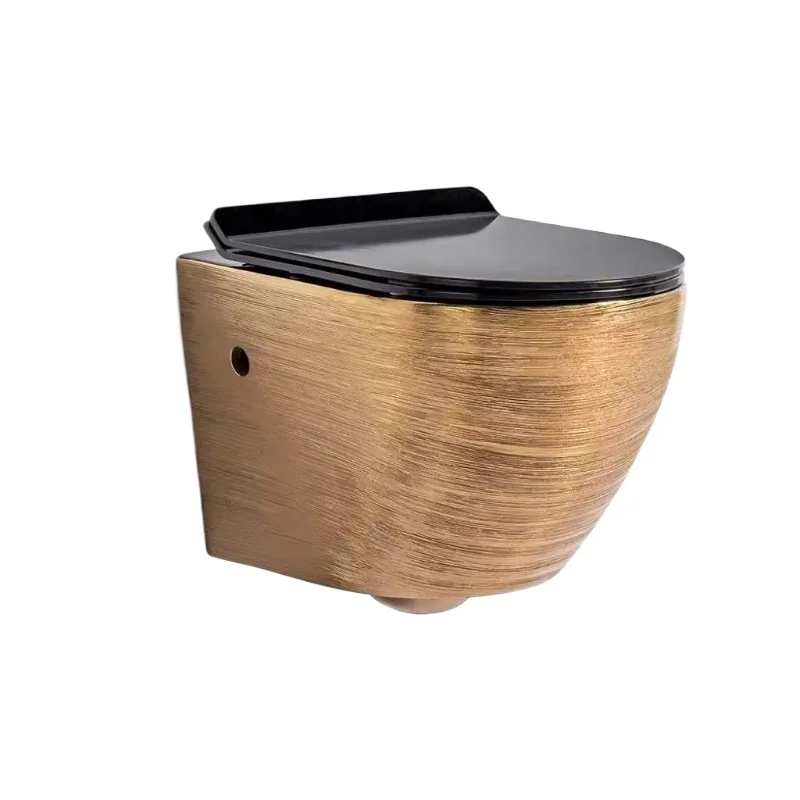 Wall-mounted golden toilet into the wall hidden water tank concealed suspended embedded toilet
Wall-mounted golden toilet into the wall hidden water tank concealed suspended embedded toilet