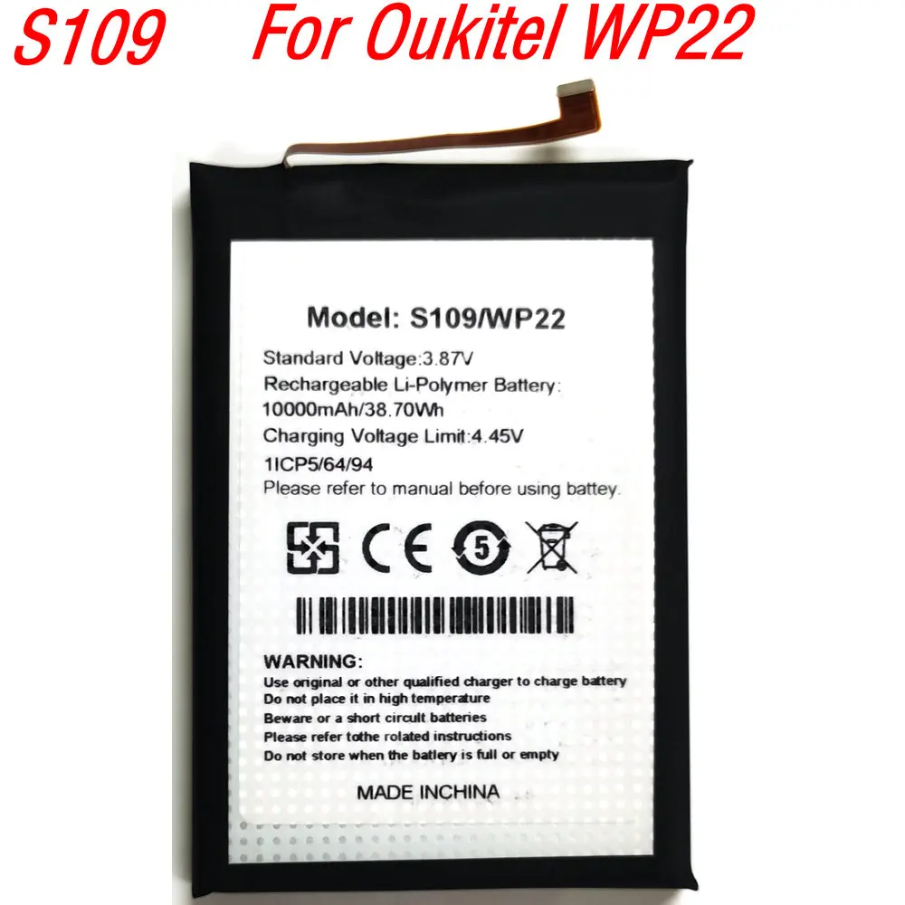 New 3.87V 10000mAh S109 High Capacity Replacement Battery For Oukitel WP22 Three Proof Mobile Phone 1ICP5/64/94
New 3.87V 10000mAh S109 High Capacity Replacement Battery For Oukitel WP22 Three Proof Mobile Phone 1ICP5/64/94