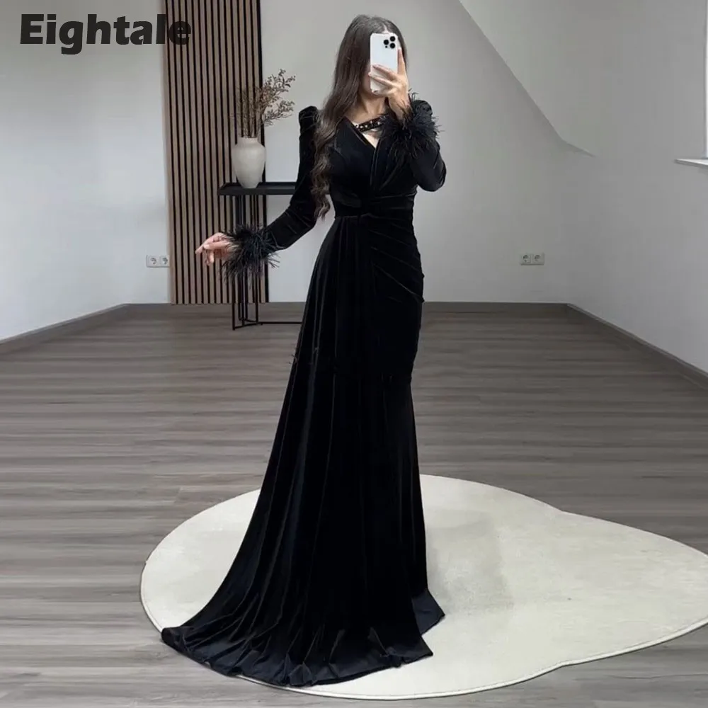 Eightale Luxury Evening Dress 2023 Feather Beaded Long Sleeves Velvet Mermaid Prom Gown Wedding Party Dress Vestidos De Gala
Eightale Luxury Evening Dress 2023 Feather Beaded Long Sleeves Velvet Mermaid Prom Gown Wedding Party Dress Vestidos De Gala