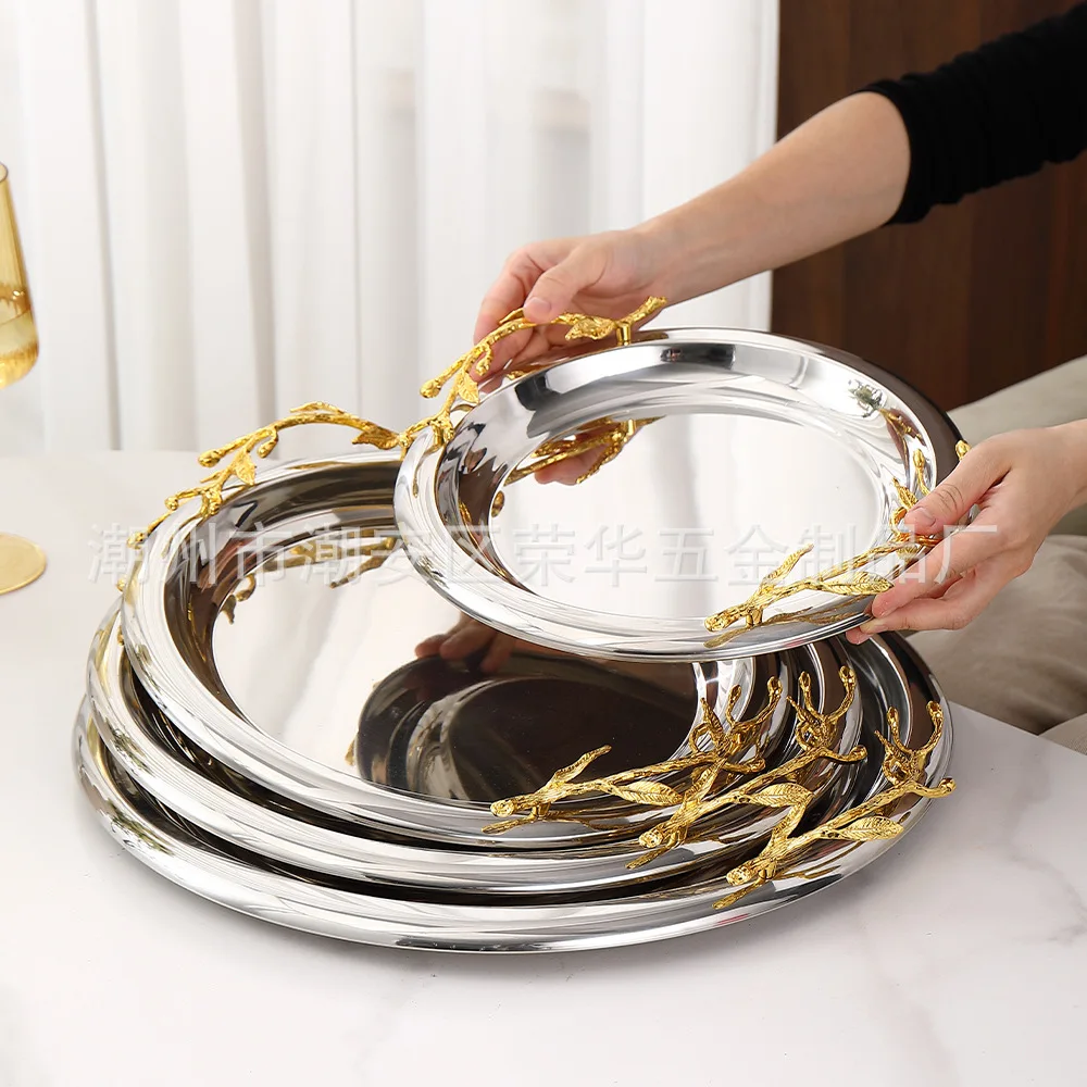 DSA stainless steel mirror pastry large disc with ear tray dim sum rectangular round buffet cold plate
DSA stainless steel mirror pastry large disc with ear tray dim sum rectangular round buffet cold plate