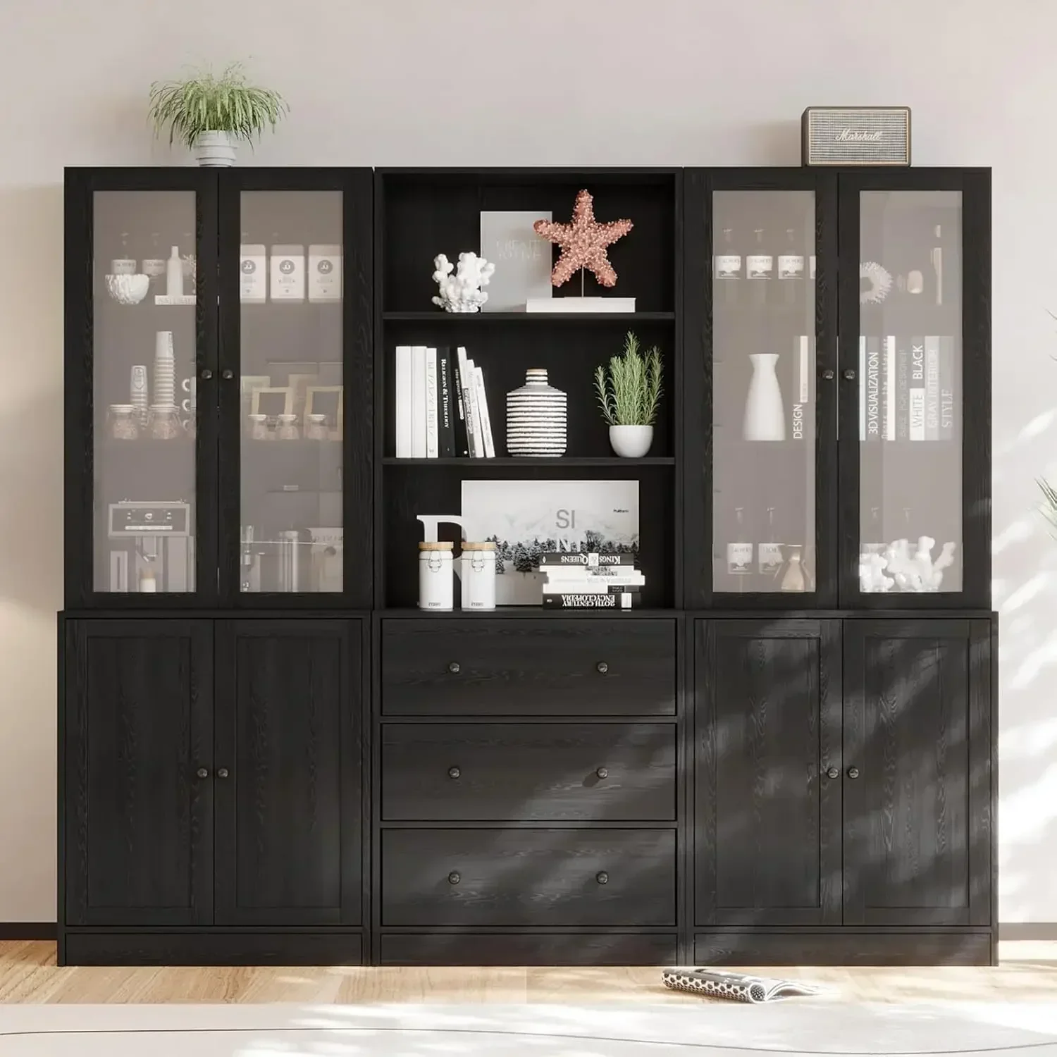 Vertical File Cabinet, 3-Tier Modern Bookshelf with 3 Large Drawer, Wood Filing Cabinet with Open Storage Shelf, Black
Vertical File Cabinet, 3-Tier Modern Bookshelf with 3 Large Drawer, Wood Filing Cabinet with Open Storage Shelf, Black