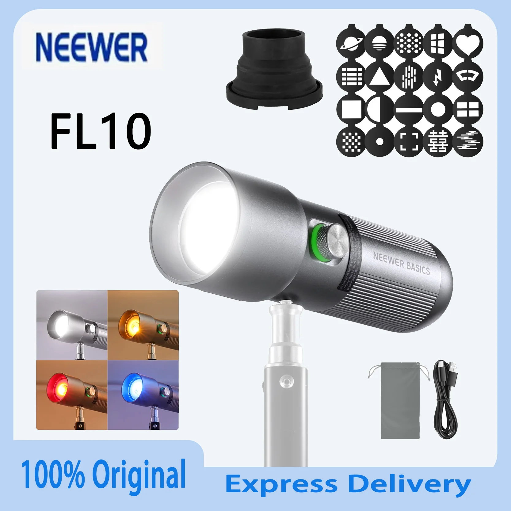 Оригинальный фонарик для фотосъемки NEEWER FL10 BASICS RGB с 4 цветами/20 фильтрами Gobo/7500 мАч, 10 Вт, светодиод
Оригинальный фонарик для фотосъемки NEEWER FL10 BASICS RGB с 4 цветами/20 фильтрами Gobo/7500 мАч, 10 Вт, светодиод