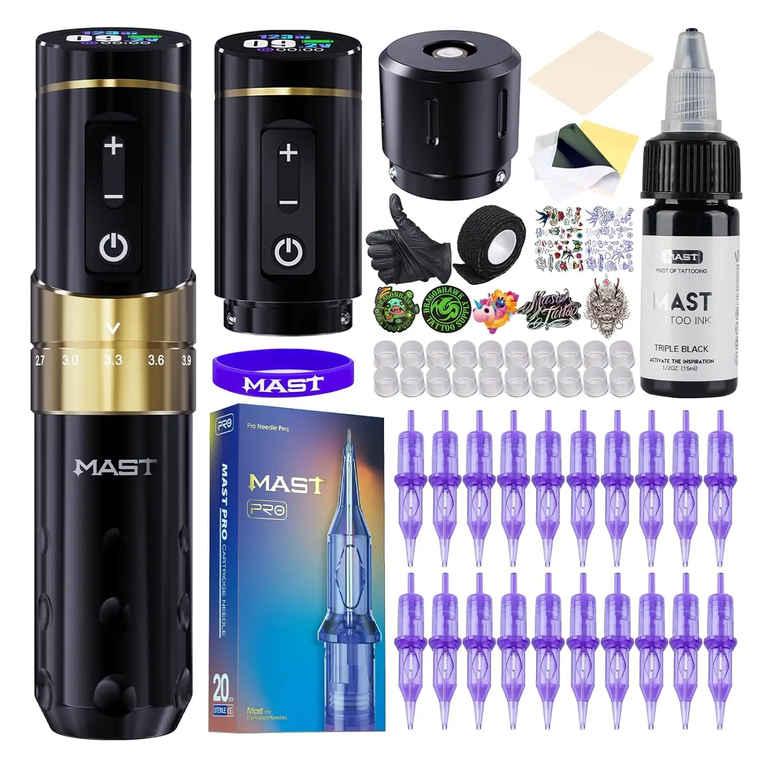 7 Stroke Lengths Wireless Tattoo Machine Kit with 2 Batteries, Coreless Motor, Pro Needles & Power Supply
7 Stroke Lengths Wireless Tattoo Machine Kit with 2 Batteries, Coreless Motor, Pro Needles & Power Supply