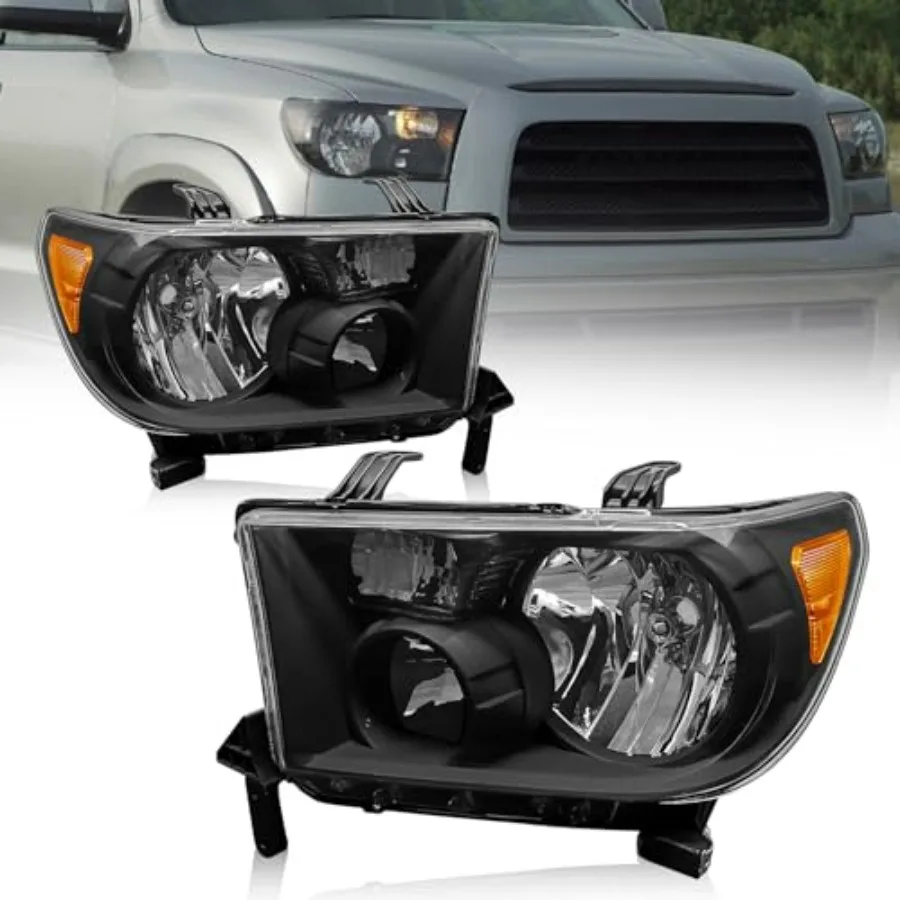 Headlights Assembly for 2007-2013 Tundra W/o Headlight Leveling Models 2008-2017 Sequoia 12-14 Models Without Washer Black Ho
Headlights Assembly for 2007-2013 Tundra W/o Headlight Leveling Models 2008-2017 Sequoia 12-14 Models Without Washer Black Ho