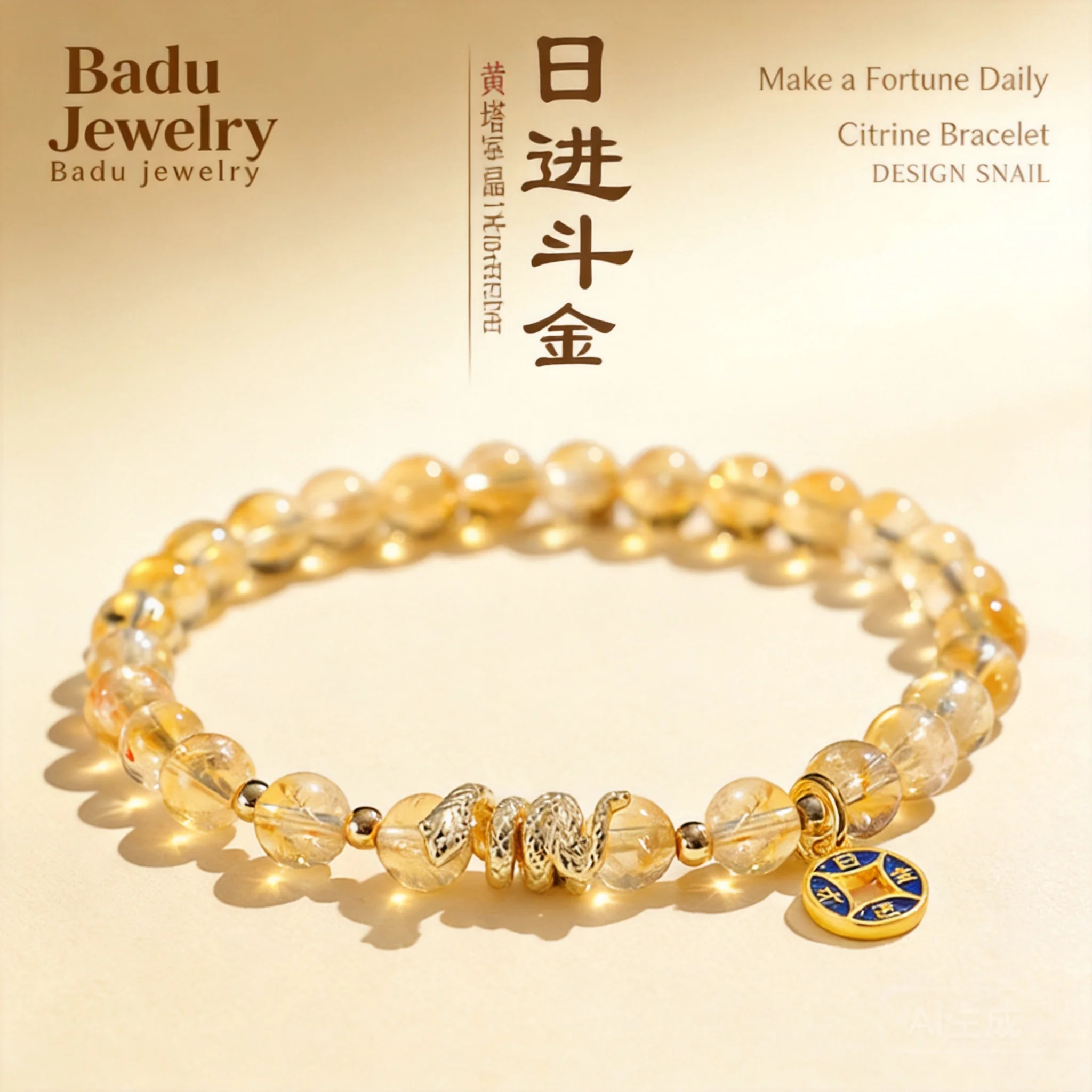 24k Real Gold Plated Chinese Style Lucky 6mm Citrine Rutilated Quartz Beaded Bracelet For Women Attract Wealth Good Fortune Snak
24k Real Gold Plated Chinese Style Lucky 6mm Citrine Rutilated Quartz Beaded Bracelet For Women Attract Wealth Good Fortune Snak
