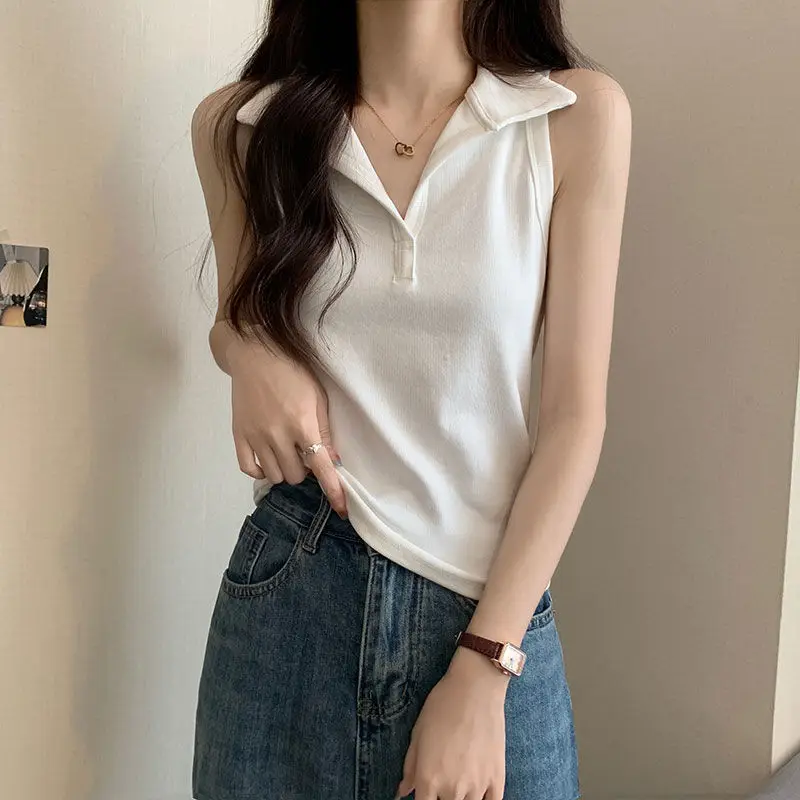 2024 Summer Elegant Fashion Harajuku Slim Fit Female Clothes Loose Casual All Match Tops Women Solid V Neck T-shirts Sleeveless
2024 Summer Elegant Fashion Harajuku Slim Fit Female Clothes Loose Casual All Match Tops Women Solid V Neck T-shirts Sleeveless