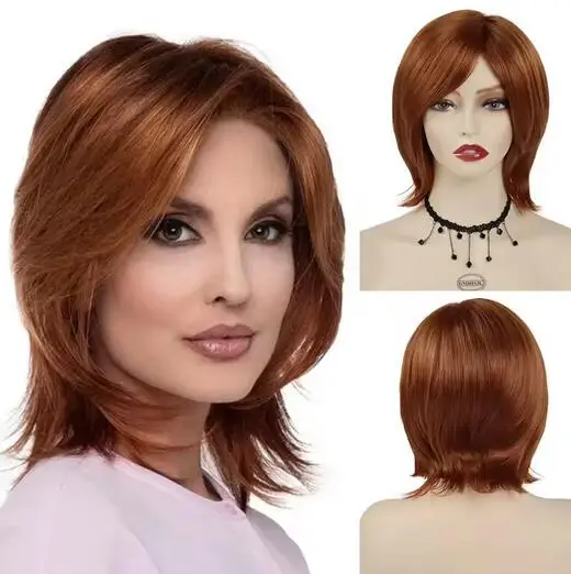 Short Straight Synthetic Wig for Women Auburn Bob Wigs with Bangs Natural Soft Hair Daily Cosplay Party Heat Resistant
Short Straight Synthetic Wig for Women Auburn Bob Wigs with Bangs Natural Soft Hair Daily Cosplay Party Heat Resistant