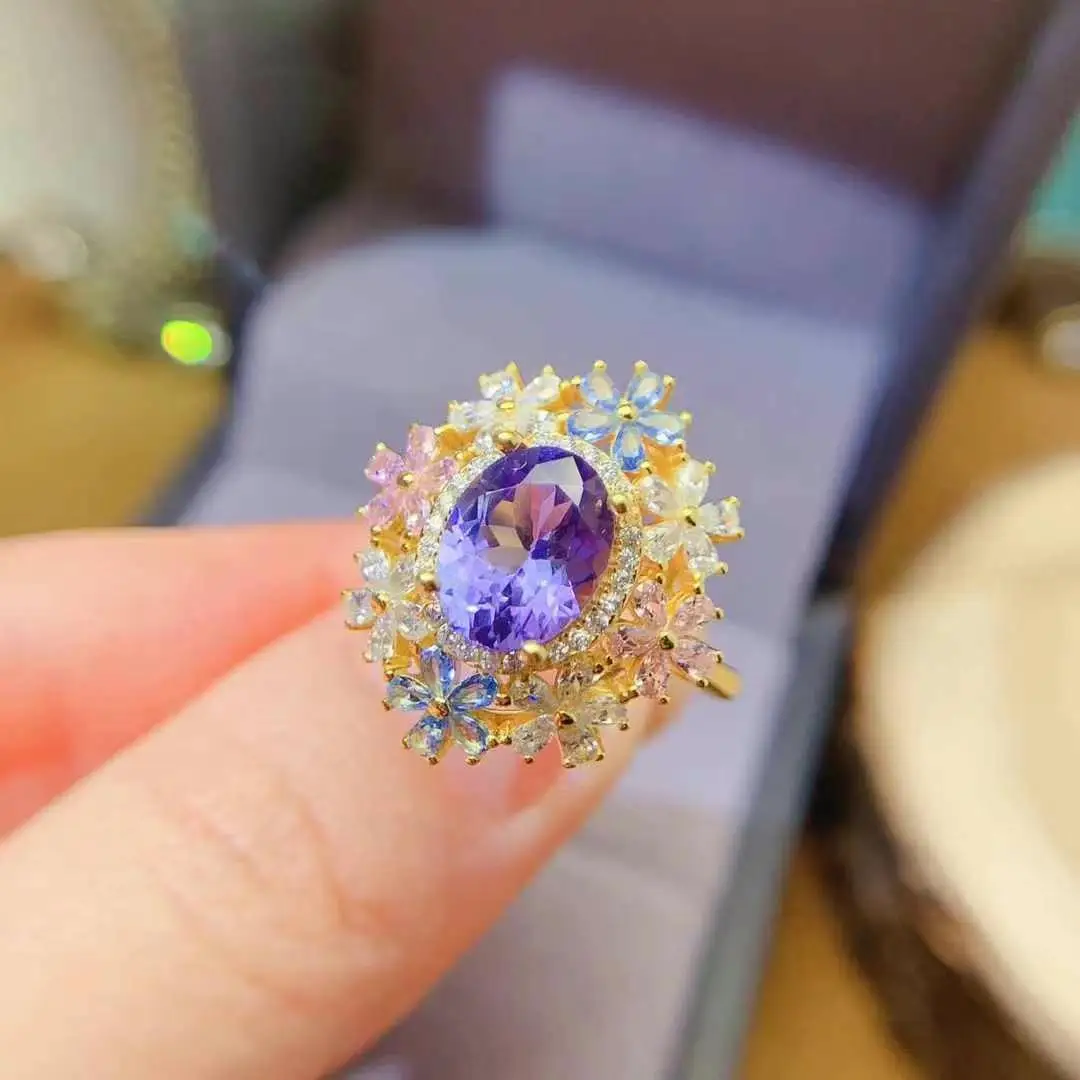 Female Party Jewelry New 100% Real Natural Tanzanite Ring 925 Sterling Silver Delicate Women Ring Fine Jewelry
Female Party Jewelry New 100% Real Natural Tanzanite Ring 925 Sterling Silver Delicate Women Ring Fine Jewelry