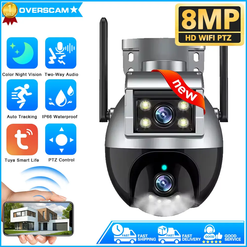 Tuya 4K Dual Lens Wifi IP Camera Outdoor Auto Tracking PTZ Wireless CCTV Security Surveillance Camera System Color Night Vision
Tuya 4K Dual Lens Wifi IP Camera Outdoor Auto Tracking PTZ Wireless CCTV Security Surveillance Camera System Color Night Vision