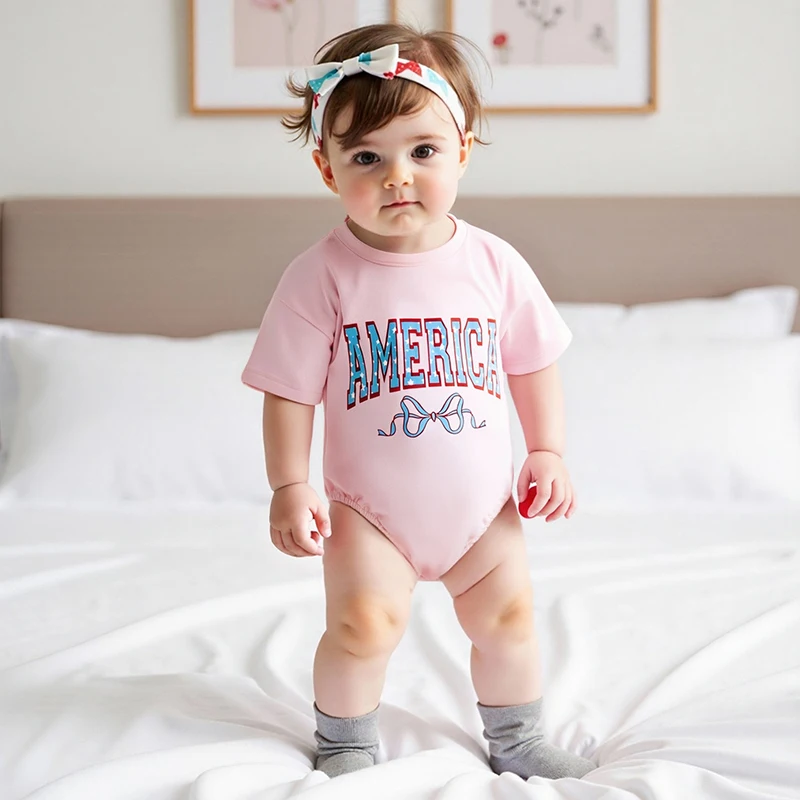 Independence Day Outfits Girls Romper Crew Neck Letters Bow Print Jumpsuit Newborn Girl Clothes
Independence Day Outfits Girls Romper Crew Neck Letters Bow Print Jumpsuit Newborn Girl Clothes