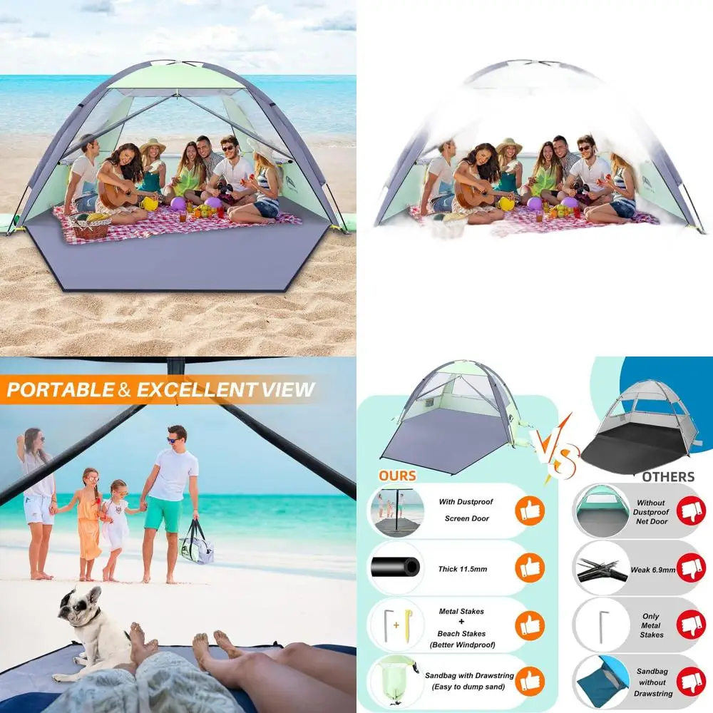 Портативная пляжная палатка с защитой от ультрафиолета для 3-8 человек, с простой установкой и вентилируемыми сетчатыми окнами
Портативная пляжная палатка с защитой от ультрафиолета для 3-8 человек, с простой установкой и вентилируемыми сетчатыми окнами