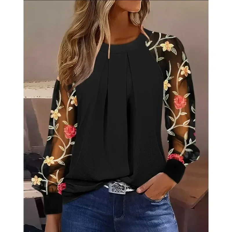 Женская Однотонная рубашка с длинным рукавом и круглым вырезом
Женская Однотонная рубашка с длинным рукавом и круглым вырезом