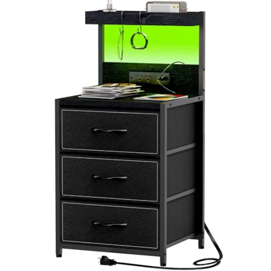 LED Nightstand with Charging Station, Night Stand with 3 Drawers and Lights, Storage Side Table with Shelf and Hooks, Tall End
LED Nightstand with Charging Station, Night Stand with 3 Drawers and Lights, Storage Side Table with Shelf and Hooks, Tall End