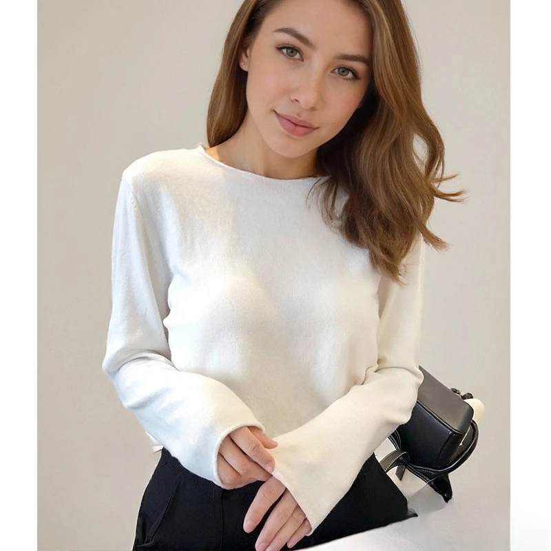 Осень/зима 2022, новый женский вязаный пуловер, однотонный свитер с длинными рукавами, милая тонкая вязаная женская рубашка с круглым вырезом
Осень/зима 2022, новый женский вязаный пуловер, однотонный свитер с длинными рукавами, милая тонкая вязаная женская рубашка с круглым вырезом