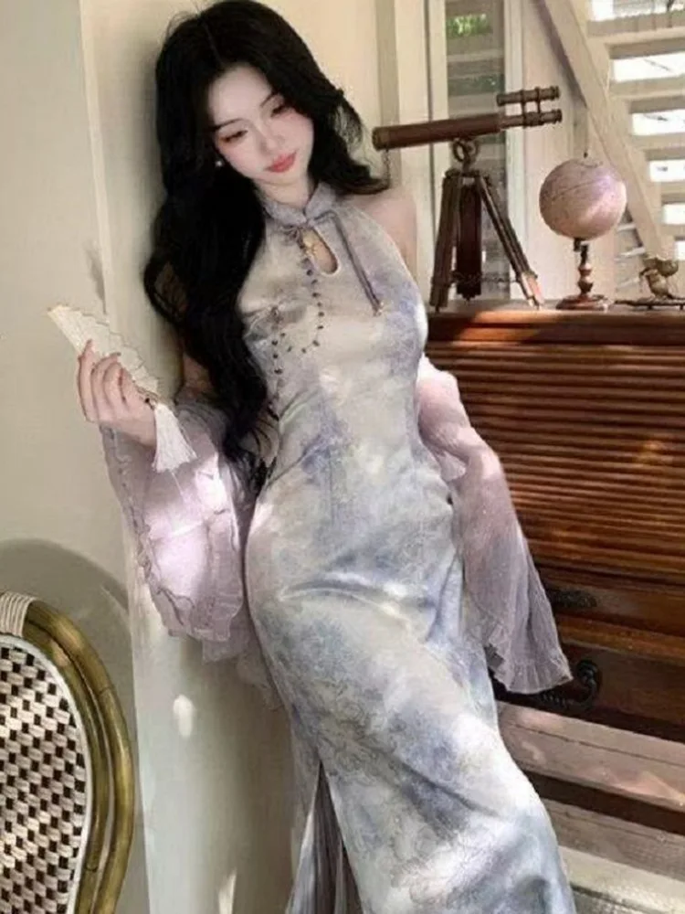 New Chinese Style Hanging Neck Dress Renovated Hollow out Stand Collar Open Cardigan Shawl Two Piece Set Atmosphere...
New Chinese Style Hanging Neck Dress Renovated Hollow out Stand Collar Open Cardigan Shawl Two Piece Set Atmosphere...