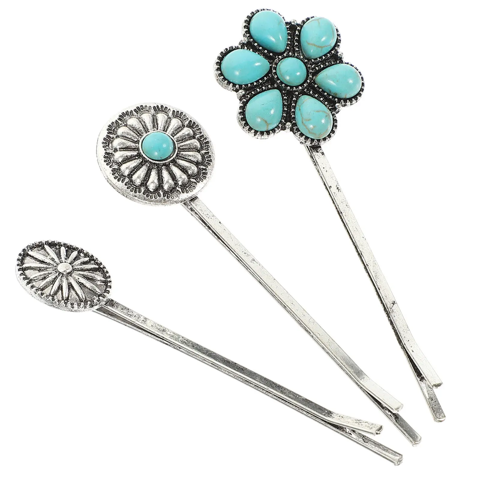 3pcs Retro Flower Clips Turquoise Metal Bobby Pins Ethnic Slides Styling Barrettes Side Hair Clamps Hair Accessories
3pcs Retro Flower Clips Turquoise Metal Bobby Pins Ethnic Slides Styling Barrettes Side Hair Clamps Hair Accessories
