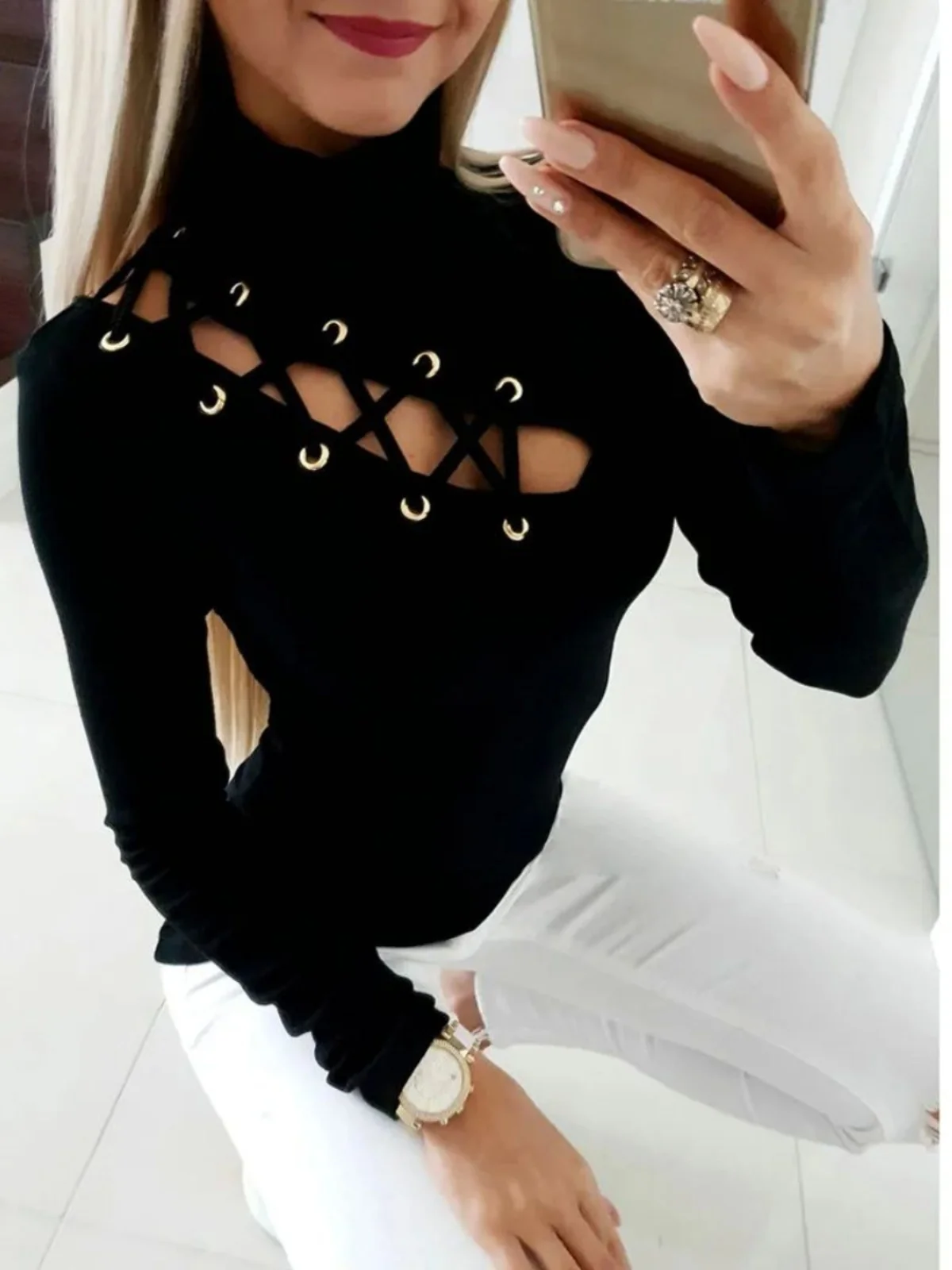 Женский топ Slim Fit с высоким воротником и длинным светом, модная дышащая одежда из полиэстера, весенний сезон
Женский топ Slim Fit с высоким воротником и длинным светом, модная дышащая одежда из полиэстера, весенний сезон