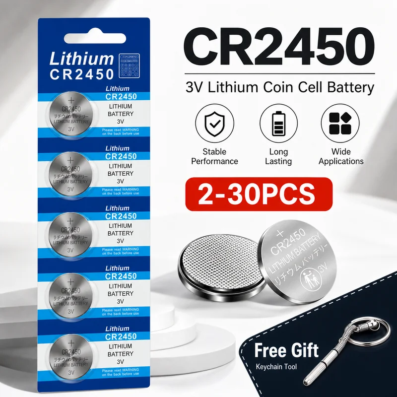 Lithium Coin Cell Battery CR2450 3V 2-30PCS Replacement for DL2450 ECR2450, Button Cell for Remote Toy Scale
Lithium Coin Cell Battery CR2450 3V 2-30PCS Replacement for DL2450 ECR2450, Button Cell for Remote Toy Scale