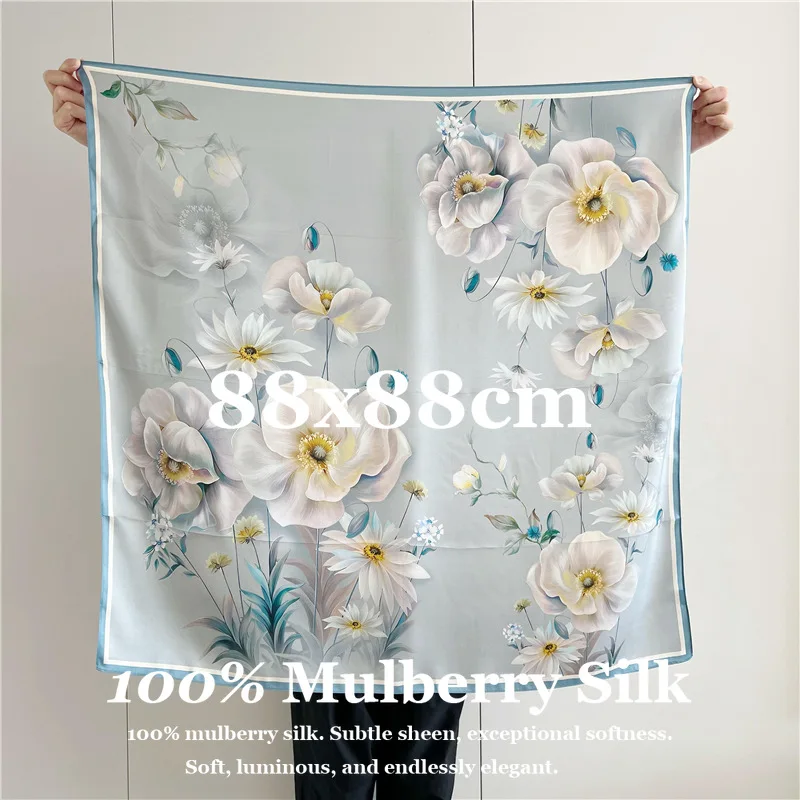 Elegant 100% Natural Silk Scarf 88x88cm Square Silk Twill Scarf Women Vintage Floral Printed Head Scarf Hijab Hair Bandana Shawl
Elegant 100% Natural Silk Scarf 88x88cm Square Silk Twill Scarf Women Vintage Floral Printed Head Scarf Hijab Hair Bandana Shawl